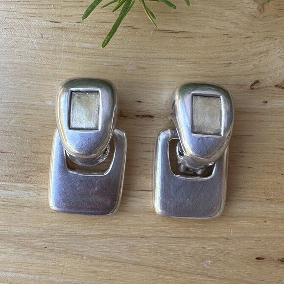 VTG Earrings Convertible Door Knocker Clip Electroform 925 Sterling Silver 23.1g - Picture 1 of 9